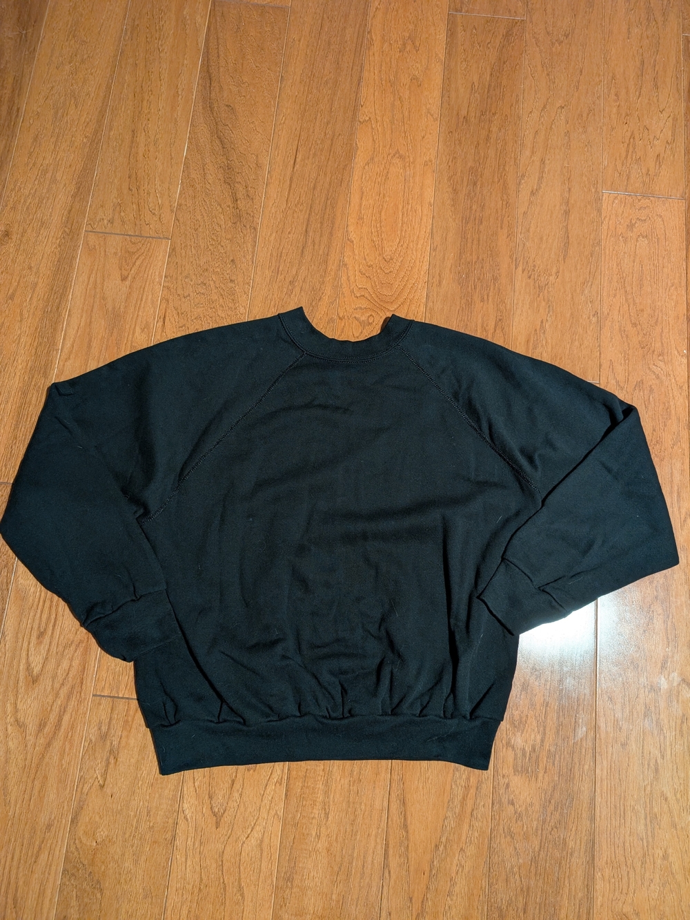 Vintage 90s Tultex Black Crewneck Raglan Sweatshirt - Tagged 2x